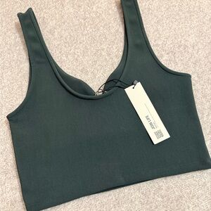 Zara Dark Forest Green Scoop Neck Crop Tank
